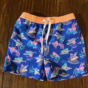 Chubbies Youth Small 8/9 Swim Trunks - Blue with Shark Print. Worn once.